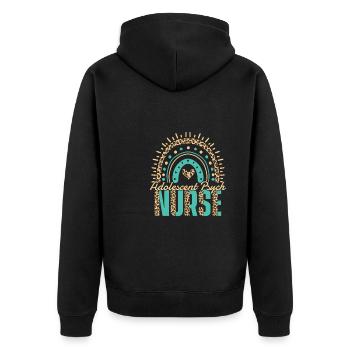 Krankenschwester - Unisex Premium Bio Zip Hoodie - Schwarz - Hinten - Nico (187cm)