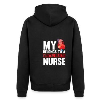 Krankenschwester - Unisex Premium Bio Zip Hoodie - Schwarz - Hinten - Nico (187cm)