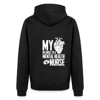 Krankenschwester - Unisex Premium Bio Zip Hoodie - Schwarz - Hinten - Nico (187cm)