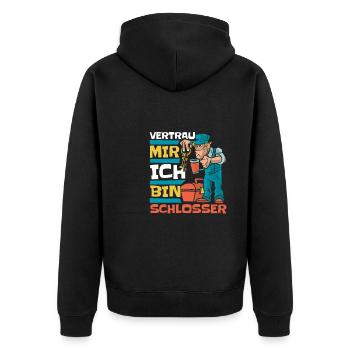 Schmied Metallbauer Schlosser - Unisex Premium Bio Zip Hoodie - Schwarz - Hinten - Nico (187cm)