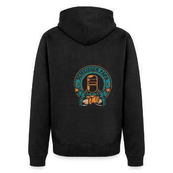 Schmied Metallbauer Schlosser - Unisex Premium Bio Zip Hoodie - Schwarz - Hinten - Nico (187cm)