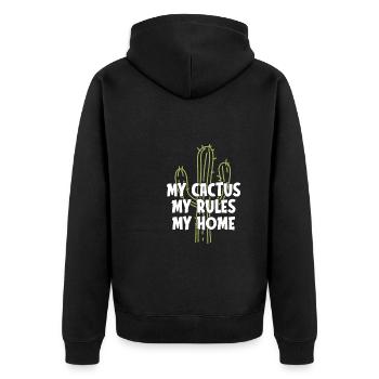Cactus Garden Cactus - Unisex Premium Organic Zip Hoodie - black - Back - Nico (187cm)