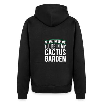 Kaktus Garten Kaktus - Unisex Premium Bio Zip Hoodie - Schwarz - Hinten - Nico (187cm)