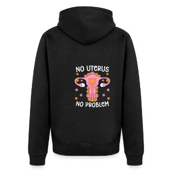 Hysterektomie Hysterektomie - Unisex Premium Bio Zip Hoodie - Schwarz - Hinten - Nico (187cm)
