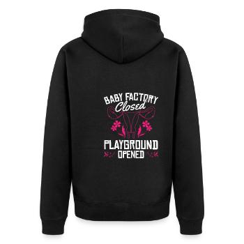 Hysterektomie Hysterektomie - Unisex Premium Bio Zip Hoodie - Schwarz - Hinten - Nico (187cm)