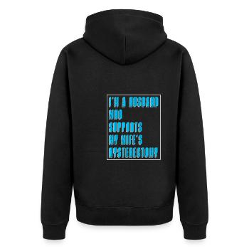 Hysterectomy husband - Unisex Premium Organic Zip Hoodie - black - Back - Nico (187cm)
