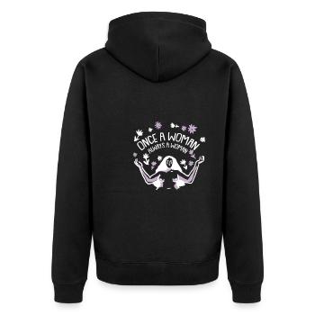 Hysterektomie Hysterektomie - Unisex Premium Bio Zip Hoodie - Schwarz - Hinten - Nico (187cm)
