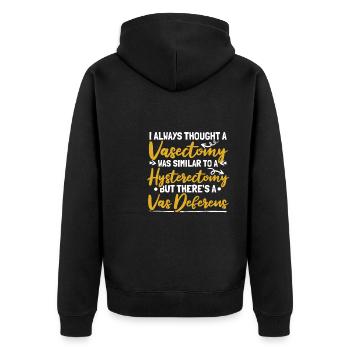 Hysterektomie Komisch - Unisex Premium Bio Zip Hoodie - Schwarz - Hinten - Nico (187cm)