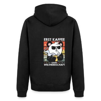 Großer Panda Pandabär Kaffee-Sonnenbrille - Unisex Premium Bio Zip Hoodie - Schwarz - Hinten - Nico (187cm)
