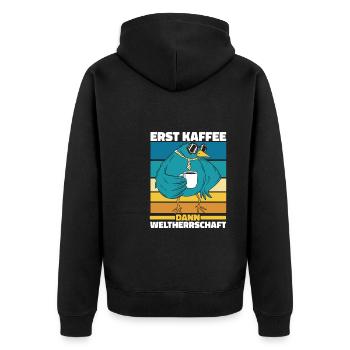 Vogel Ornithologe Kaffee Sonnenbrille - Unisex Premium Bio Zip Hoodie - Schwarz - Hinten - Nico (187cm)