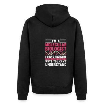 Biology Biologist Lustig Molecular Biologist - Unisex Premium Organic Zip Hoodie - black - Back - Nico (187cm)
