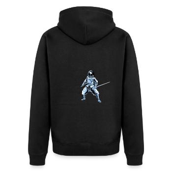 Ninja Astronaut - Unisex Premium Bio Zip Hoodie - Schwarz - Hinten - Nico (187cm)