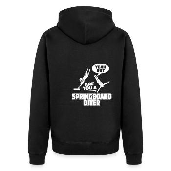 Turmspringen Turmspringer Witzig - Unisex Premium Bio Zip Hoodie - Schwarz - Hinten - Nico (187cm)
