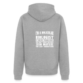 Biologie Biologe Lustig Molekularbiologe - Unisex Premium Bio Zip Hoodie - Grau meliert - Hinten - Nico (187cm)