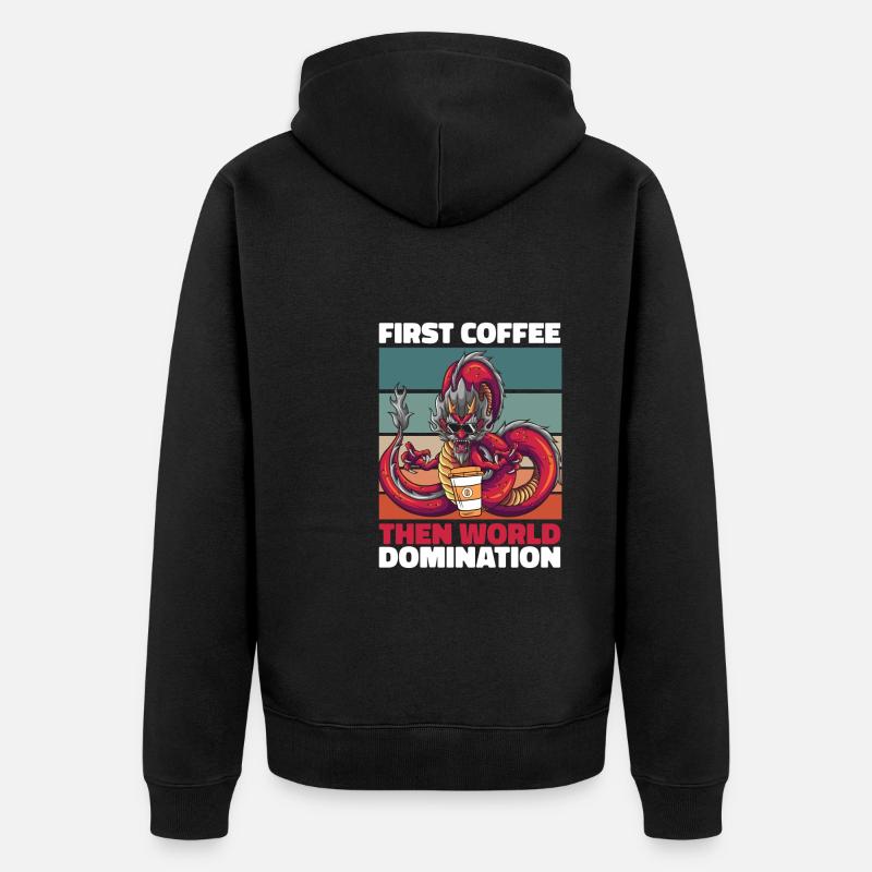 Café de dragon barbu barbu - Veste à capuche bio Premium Unisexe - noir