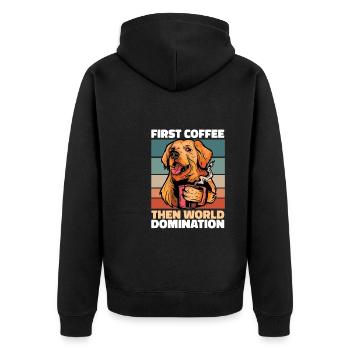 Golden Retriever Coffee - Unisex Premium Organic Zip Hoodie - black - Back - Nico (187cm)