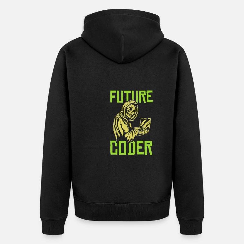Developer Coder Programmer Skull - Unisex Premium Organic Zip Hoodie - black