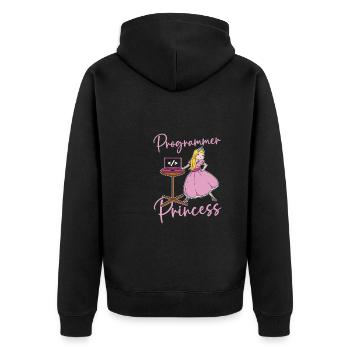 Entwickler Coder Programmierer Prinzessin - Unisex Premium Bio Zip Hoodie - Schwarz - Hinten - Nico (187cm)