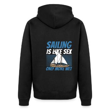 Segeln Segler Segelboot Sex - Unisex Premium Bio Zip Hoodie - Schwarz - Hinten - Nico (187cm)