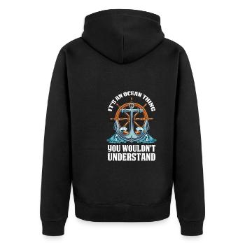 Segeln Segler Segelboot Anker - Unisex Premium Bio Zip Hoodie - Schwarz - Hinten - Nico (187cm)