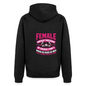 Airplane Mechanic Female - Unisex Premium Organic Zip Hoodie - black - Back - Nico (187cm)