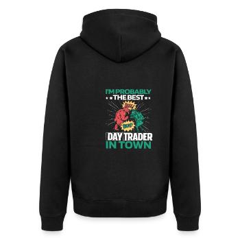 Day Trading Day Trader Taurus Bear - Unisex Premium Organic Zip Hoodie - black - Back - Nico (187cm)