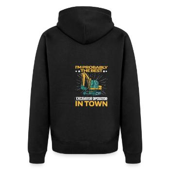 Excavator driver - Unisex Premium Organic Zip Hoodie - black - Back - Nico (187cm)