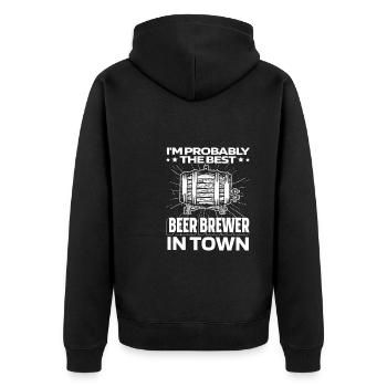 Hobby Brewer Beer Craft Beer Barrel - Unisex Premium Organic Zip Hoodie - black - Back - Nico (187cm)