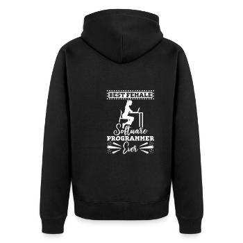 Developer Coder Programmer Female - Unisex Premium Organic Zip Hoodie - black - Back - Nico (187cm)