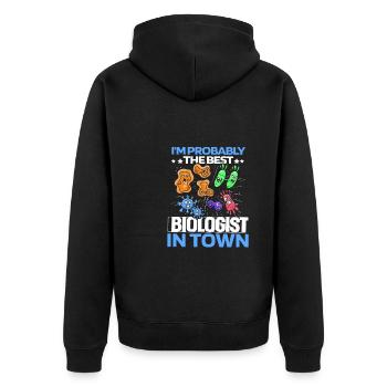 Biologie Biologe Zellen - Unisex Premium Bio Zip Hoodie - Schwarz - Hinten - Nico (187cm)