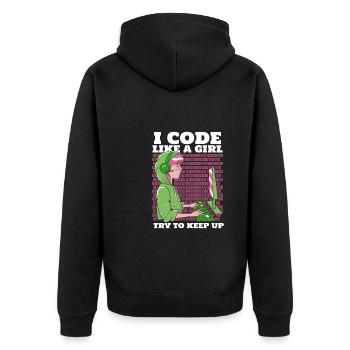 Developer Coder Programmer - Unisex Premium Organic Zip Hoodie - black - Back - Nico (187cm)