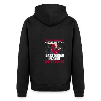 Bassist Bass Gitarre Basser Witzig - Unisex Premium Bio Zip Hoodie - Schwarz - Hinten - Nico (187cm)
