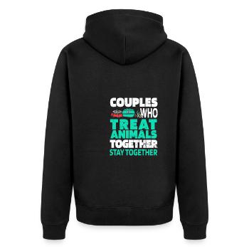 Tierarzthelfer Tierarzthelferin Paar - Unisex Premium Bio Zip Hoodie - Schwarz - Hinten - Nico (187cm)