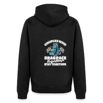 Dragster Drag Race Paar - Unisex Premium Bio Zip Hoodie - Schwarz - Hinten - Nico (187cm)