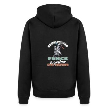 Fechten Fechter Paar - Unisex Premium Bio Zip Hoodie - Schwarz - Hinten - Nico (187cm)