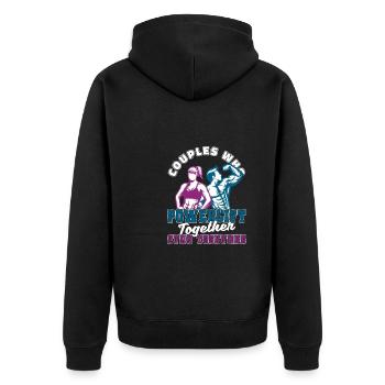 Powerlifting Powerlifter Paar - Unisex Premium Bio Zip Hoodie - Schwarz - Hinten - Nico (187cm)