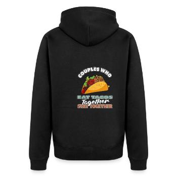 Tacos Paar - Unisex Premium Bio Zip Hoodie - Schwarz - Hinten - Nico (187cm)