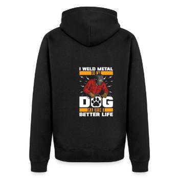 Chien forgeron métallurgiste - Veste à capuche bio Premium Unisexe - noir - Dos - Nico (187cm)