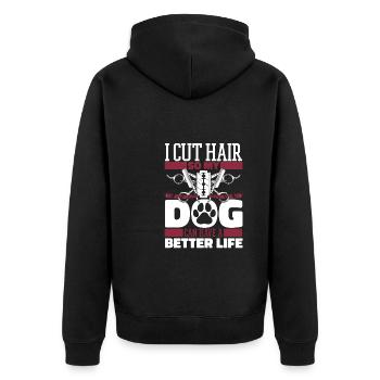 Barber Barbershop Hund - Unisex Premium Bio Zip Hoodie - Schwarz - Hinten - Nico (187cm)
