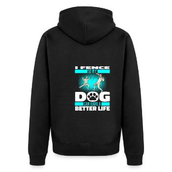 Fencing Fencing Dog - Unisex Premium Organic Zip Hoodie - black - Back - Nico (187cm)