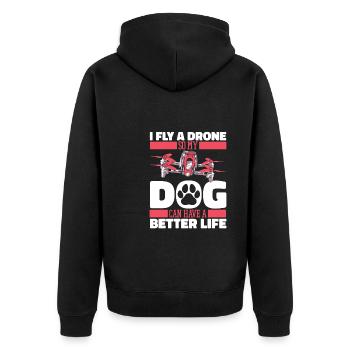 Drone Quadcopter Dog - Unisex Premium Organic Zip Hoodie - black - Back - Nico (187cm)