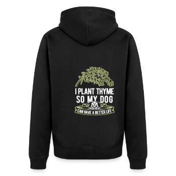 Thyme Herb Dog - Unisex Premium Organic Zip Hoodie - black - Back - Nico (187cm)