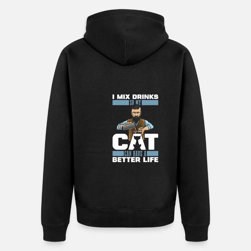 Barkeeper Bartender Katze - Unisex Premium Bio Zip Hoodie - Schwarz