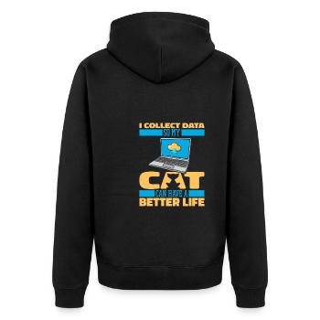 Data Science Data Analyst Katze - Unisex Premium Bio Zip Hoodie - Schwarz - Hinten - Nico (187cm)