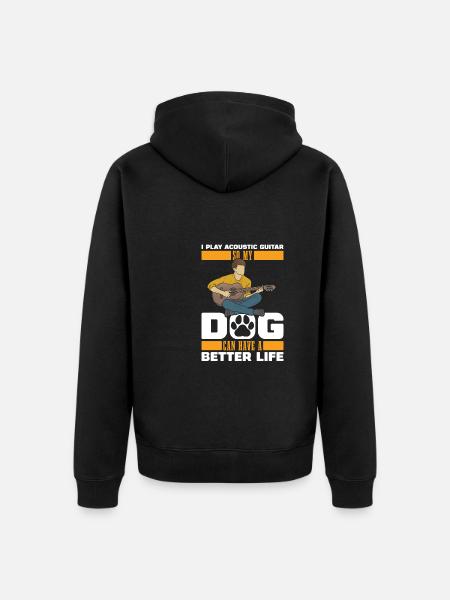 Acoustic Guitar Dog - Unisex Premium Organic Zip Hoodie - black