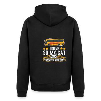 Bus Bus driver dog - Unisex Premium Organic Zip Hoodie - black - Back - Nico (187cm)