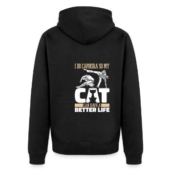 Capoeira Danse Martiale Chat - Veste à capuche bio Premium Unisexe - noir - Dos - Nico (187cm)
