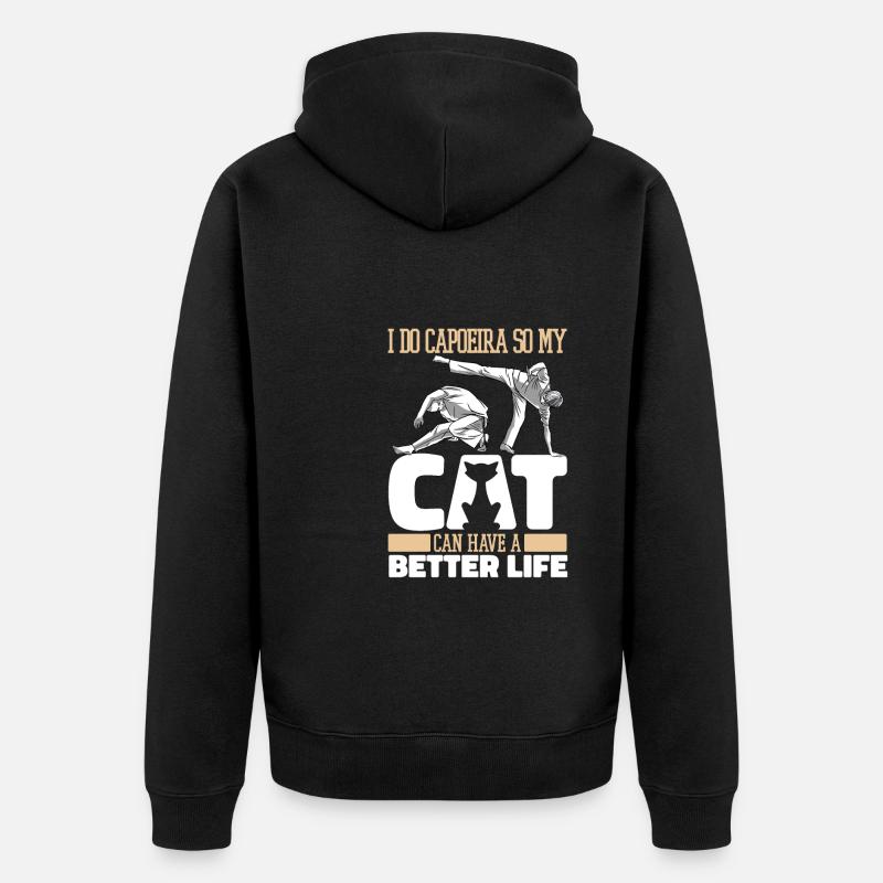 Capoeira Danse Martiale Chat - Veste à capuche bio Premium Unisexe - noir