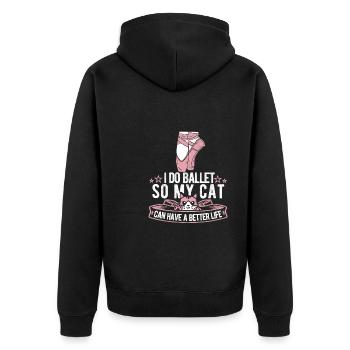 Ballet Balerina Katze - Unisex Premium Bio Zip Hoodie - Schwarz - Hinten - Nico (187cm)