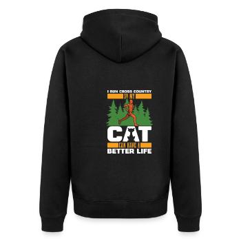 Xc Läufer Cross Country Running Katze - Unisex Premium Bio Zip Hoodie - Schwarz - Hinten - Nico (187cm)